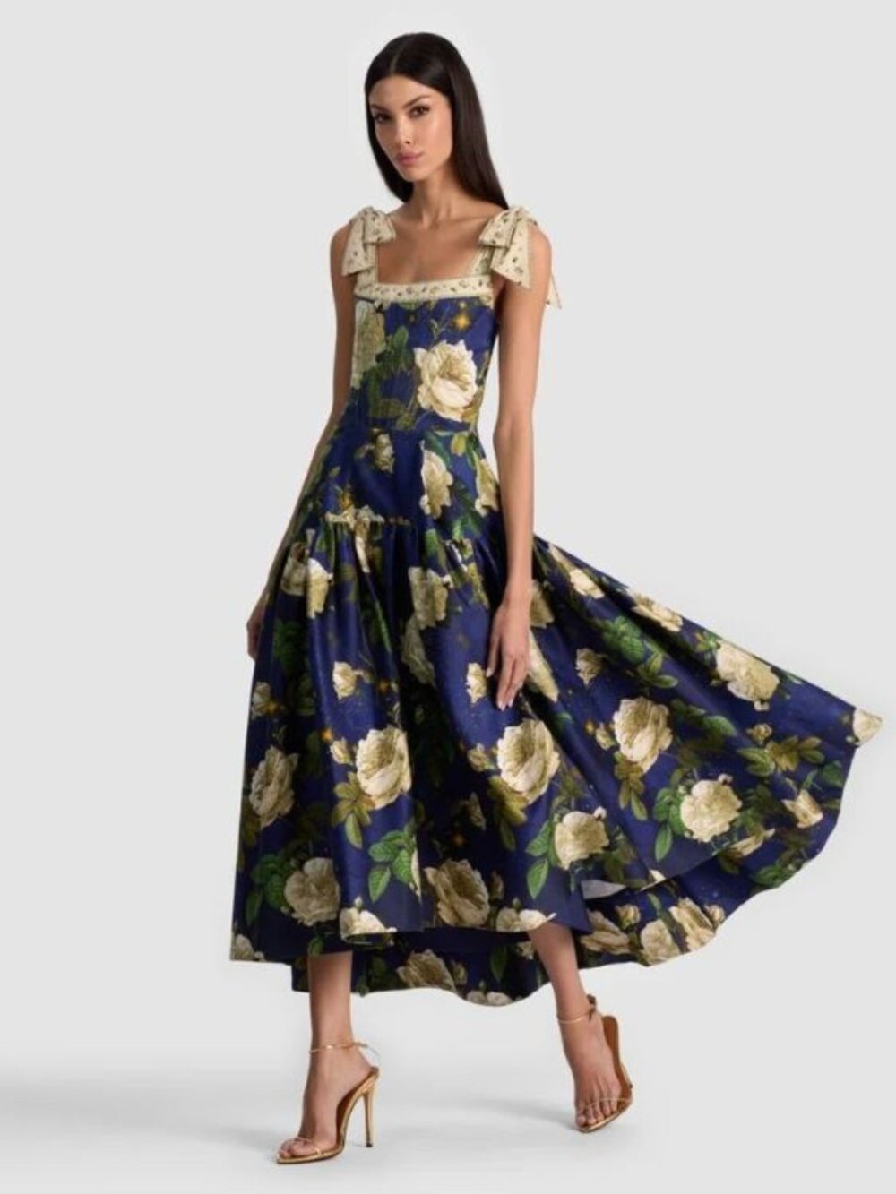 Alice + Olivia Rosalee Twilight Eden Cotton Midi Dress 10 NWT $795